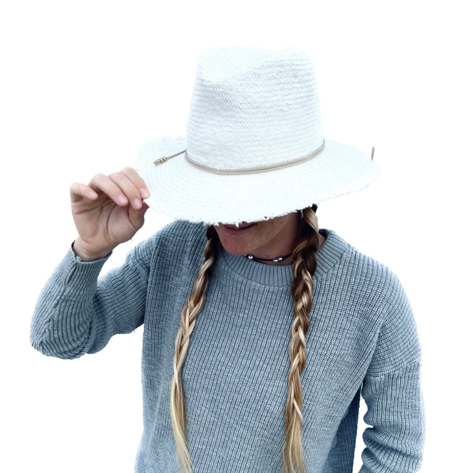 Classic Travel Hat w Fringe - Bleach/Bone