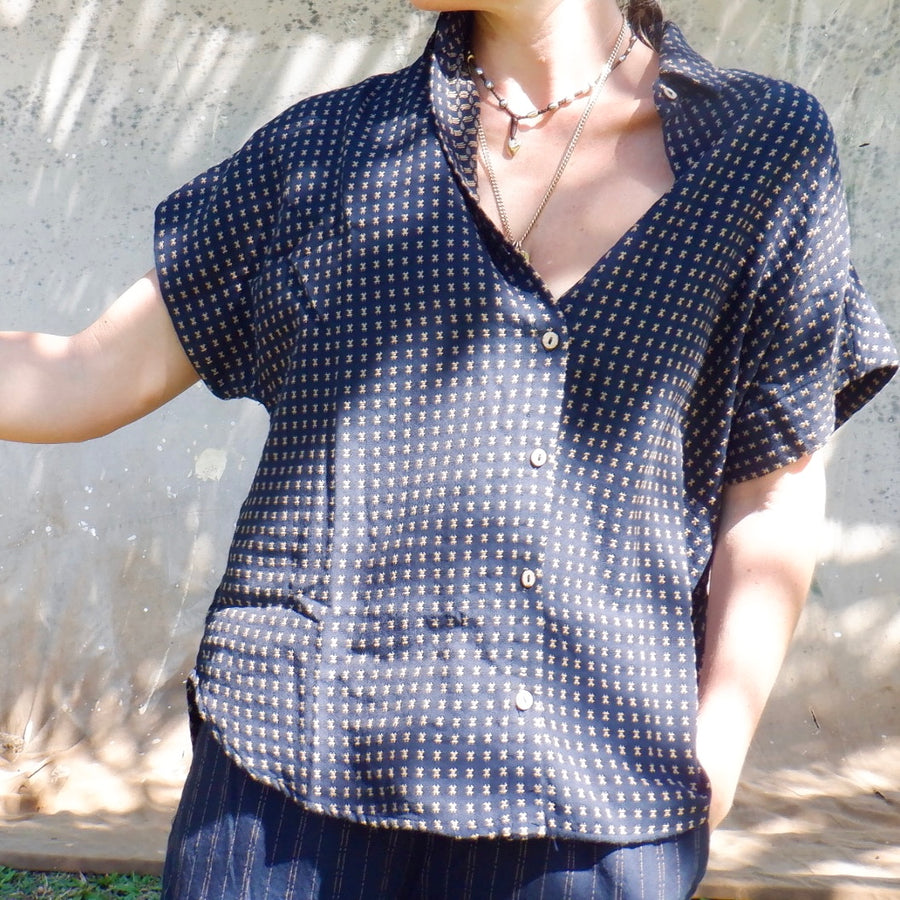 Short Sleeve Boxy Buttondown - Dobby
