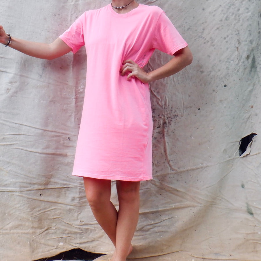 Boyfriend Tee Dress - Neon Pink