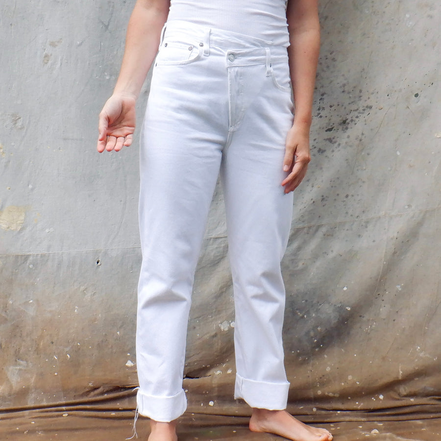 Criss Cross Straight Jeans - White