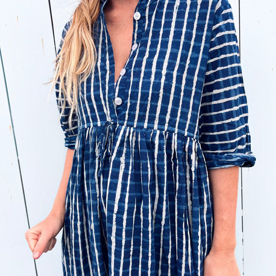 Dress - Navy Check