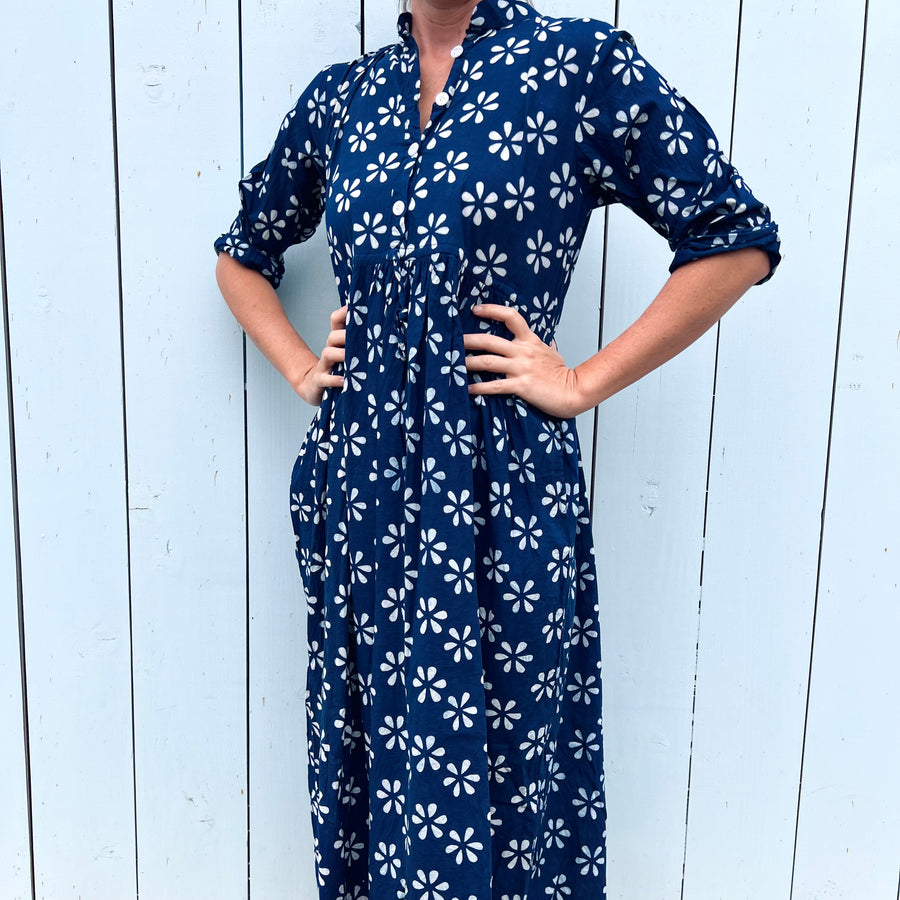 Cotton print Dress - Navy daisy