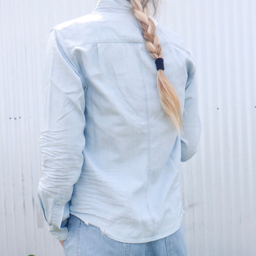 Tattered Denim Shirt - Light Blue